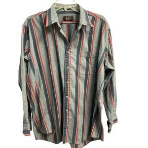 At Ease Mens Striped Button Down Shirt Size Large Chatham Cloth VTG Vintage